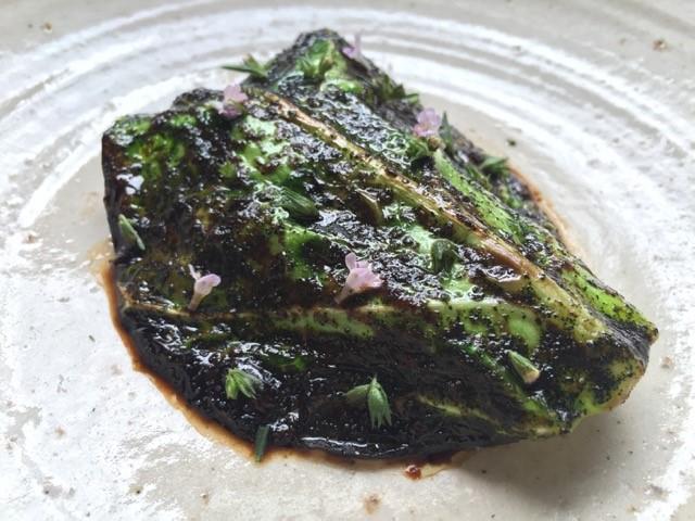 Norwegian Cod black garlic & fermented cabbage taco