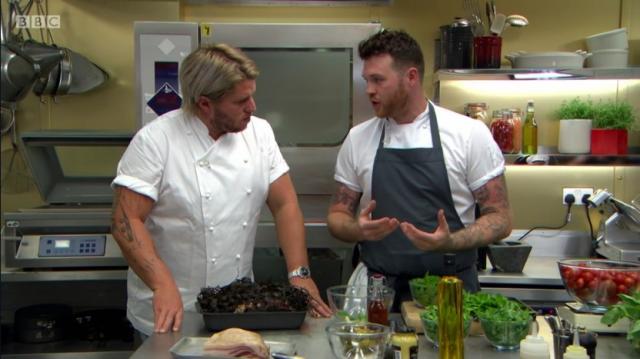 Veteran judge Michael O'Hare and contestant Tom Brown Great British Menu 2017