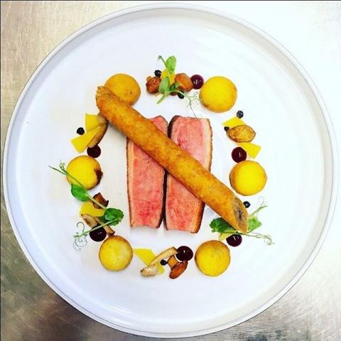 6. Duck, confit potato, wild mushrooms, salt baked swede & damson coulis by @garethleighjenkins