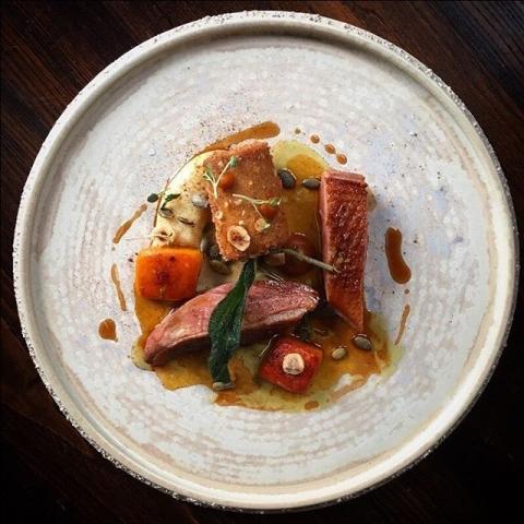 7. Roast duck, hay smoked croquette, pumpkin syrup & oil, sage noisette, chervil root purée by Daniel Watkins, chefs of instagram, top instagram, food pics