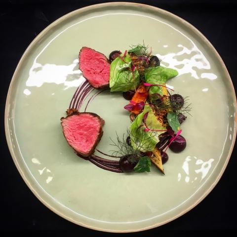 Dexter Beef, Beef Cheek, Heritage Carrots, Courgette, Purple Carrot Ketchup & Onions by John Grabecki