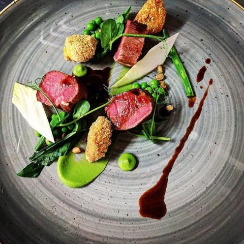 Lamb, peas, beans, sweetbreads, wild garlic by chef Jack Scavetta, The Staff Canteens most liked Instagram images, food pics