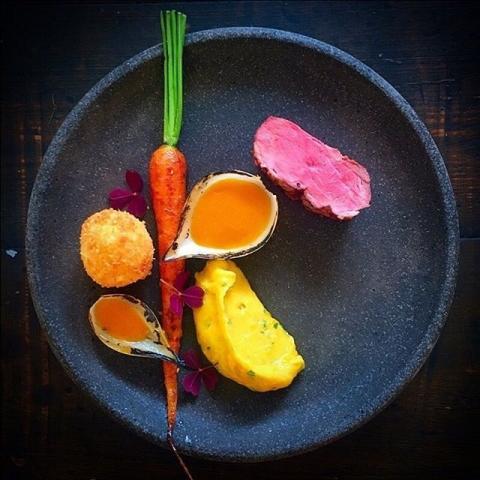 2. Duck breast • Root vegetable purée • Yesilova croquette • Sea buckthorn reduction by chef richard karlsson