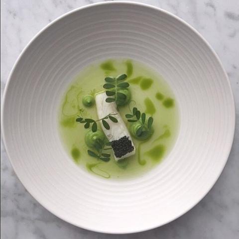 8. Dashi poached sea bream, cucumber and whey, cucumber oil, smoked herring and wild pea by @theprivatepass Garreth Wilson