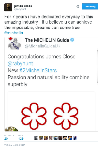 The Raby Hunt - James Close - Michelin Guide 2017 - Two Stars