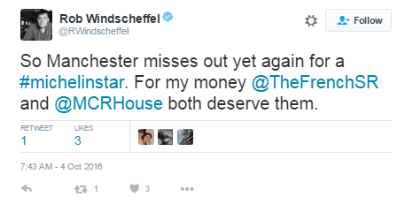 Rob Windscheffel - Channel 4 News - journalist - tweet - Michelin Guide 2017