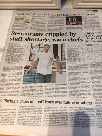Chef Nick Nairn, chef shortage, recruitment Scotland