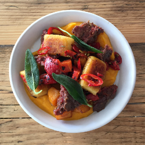 Ox and Finch game sausage, gnocchi, butternut squash, fennel, chilli and sage 