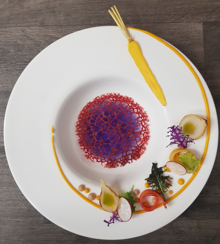 1. Purple carrot consommé, heritage carrot, caramelized onion, carrot top oil @juniperus.ginner.experience, chefs to follow on Instagram, food pics, social media, The Staff Canteen, Instagram Top Ten 