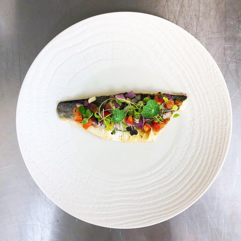Roasted seabass, sauce vierge by chef Pierre Schaeffer, chefs to follow on Instagram, food pics, social media, The Staff Canteen, Instagram Top Ten