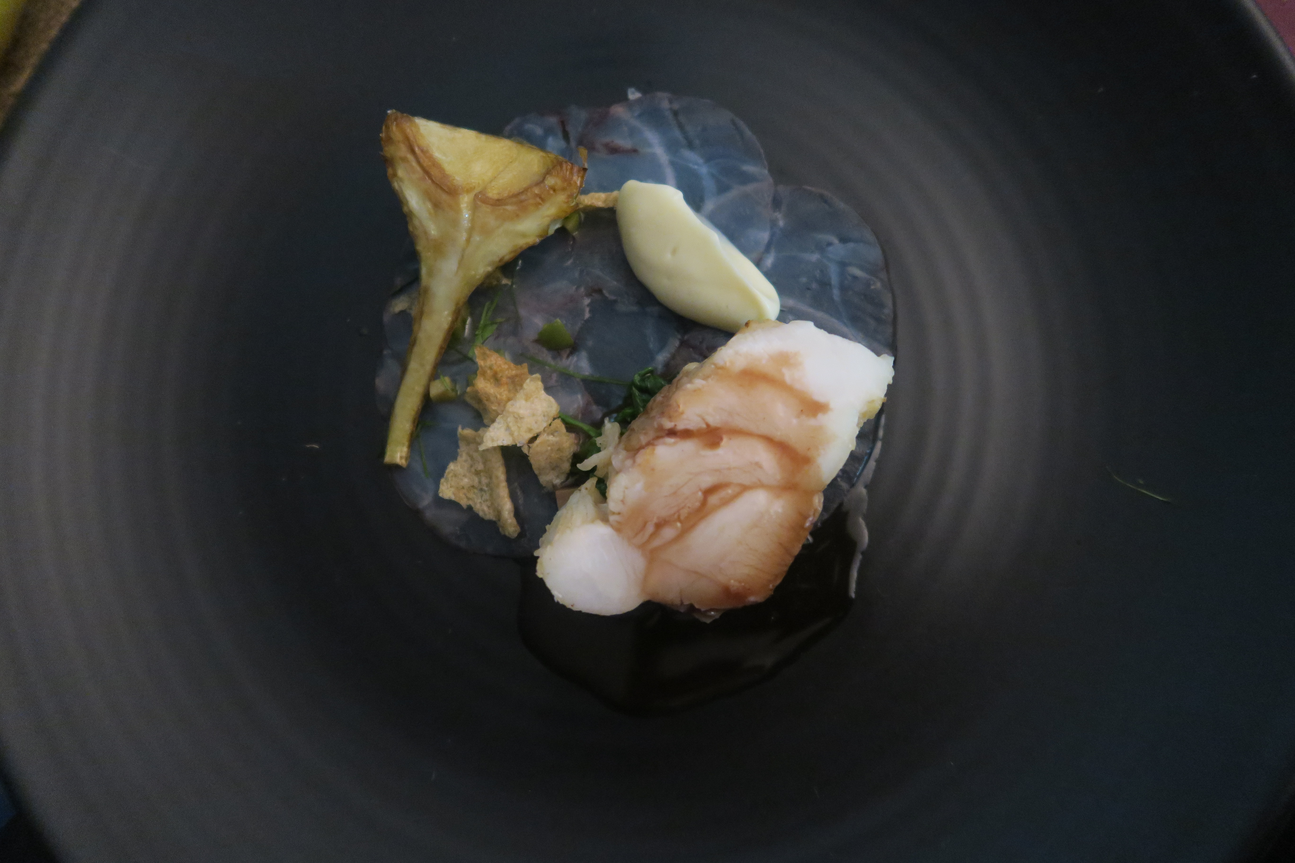 Roasted Cornish monkfish, artichoke, olive and coriander by chef Mark Abbott, Fine Dining is not Dying, PX Plus Festival