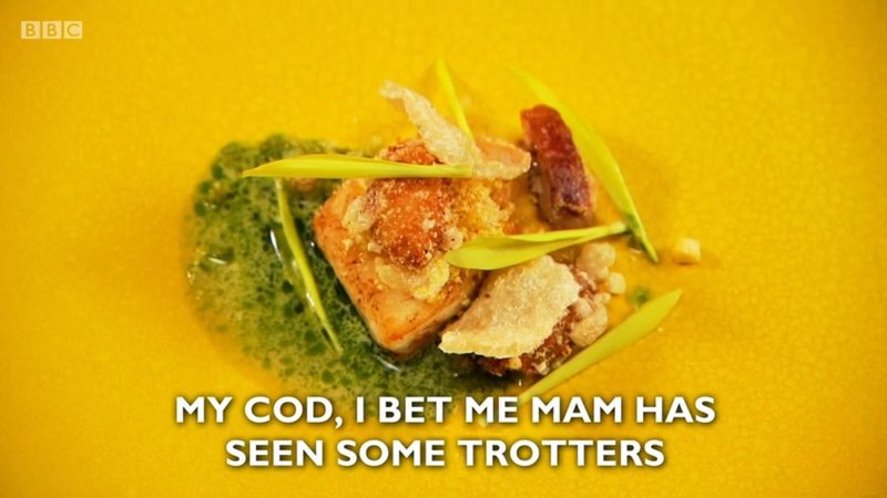 David Coulson - Great British Menu 2018 - fish course recipe - My Cod, I bet me Mam has seen some trotters