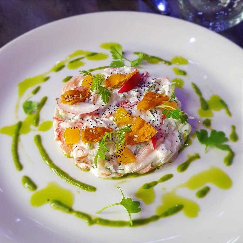 Crab, asparagus, orange, radish by chef Oli Harding, chefs to follow on Instagram, food pics, The Staff Canteen