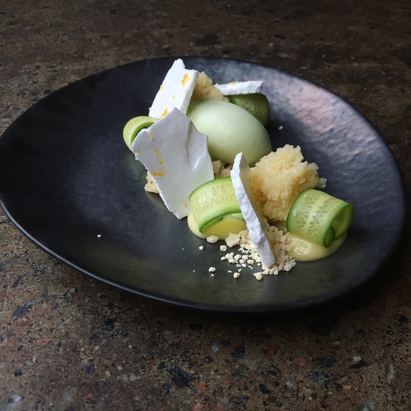 1. Cucumber and yuzu Sherbet with lemon sponge cake, yuzu curd and crystallized white chocolate by chef Andreas Nicoletti, chefs to follow on Instagram, food pics, The Staff Canteen, Instagram Top Ten