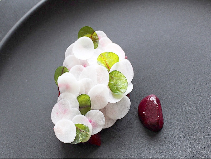 BBQ beet purée, charred rutabaga, beets cooked in grilled beef fat, egg yolk emulsion with shoyu, buckwheat groats, emerald beet leaves and turnip by chef Christopher Piro, chefs to follow on Instagram, food pics, The Staff Canteen, Instagram Top Ten
