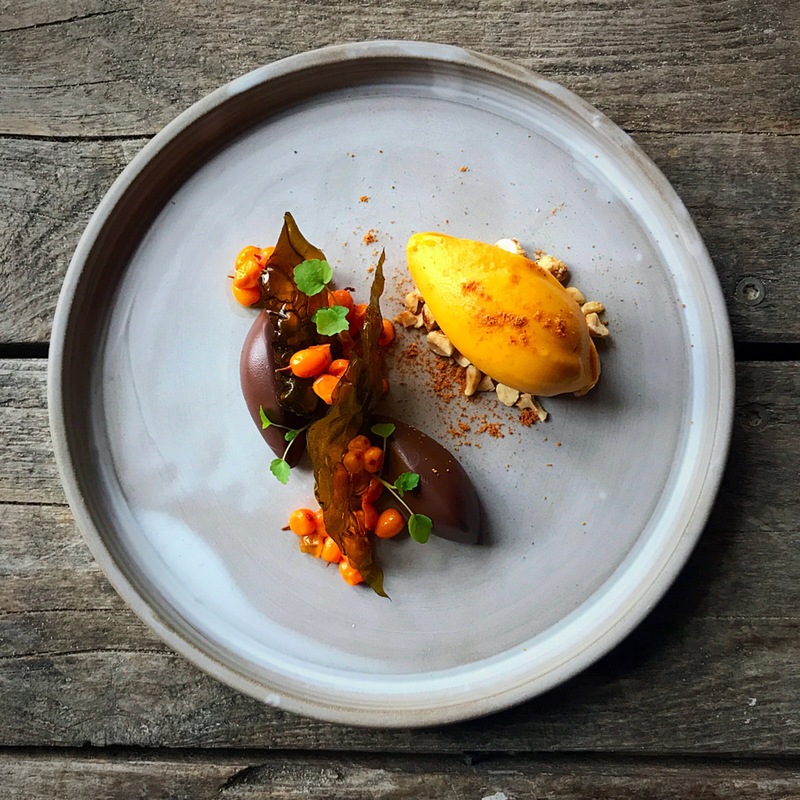 5. Chocolate truffles • Sea buckthorn sorbet • Honey roasted hazelnuts • Candid seaweed, Cointreau marinated sea buckthorn by chef Richard Karlsson, chefs to follow on Instagram, food pics, The Staff Canteen, Instagram Top Ten