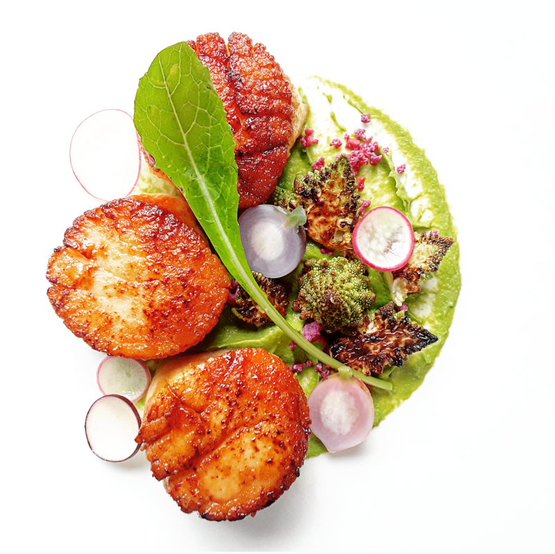 9. Jumbo Diver Scallops, Romanesco & Garden Radishes by chef Sean Streete, chefs to follow on Instagram, food pics, The Staff Canteen, Instagram Top Ten