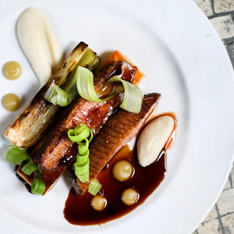 Roasted duck breast, quatre épices, confit celery heart, celeriac purée, apple ???????? by Daniel McGee (@dmcgee604), chefs, food pics, chefs to follow, Instagram, The Staff Canteen⠀