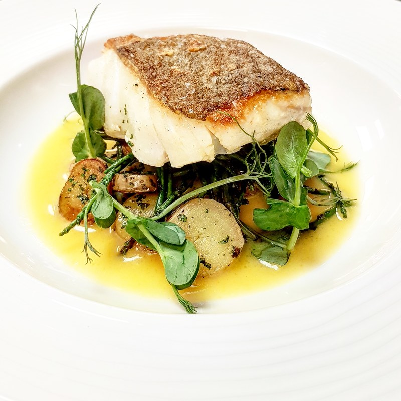 Cod, Pink Fur, Samphire, Butter Sauce by chef Harry Hunter, hefs to follow on Instagram, food pics, social media, The Staff Canteen, Instagram Top Ten
