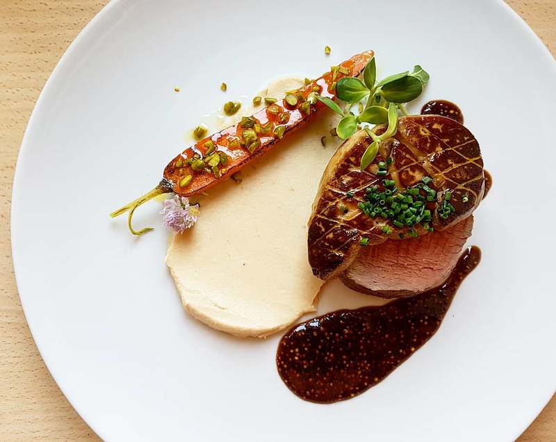 Sous vide beef fillet, foie gras, roasted parsnip apple puree, beef fat carrot, pickled mustard seeds demi by chef Sasa Vojnovic, chefs to follow on Instagram, food pics, social media, The Staff Canteen, Instagram Top Ten