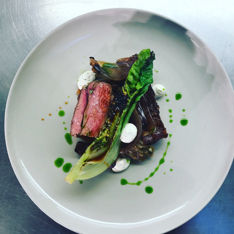 Welsh lamb rump and rib, baby gem, mint, aubergine by chef Matt Waldron, food pics, top chefs on Instagram