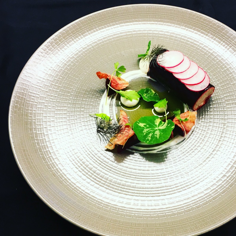 Smoked mackerel, beetroots, horseradish yoghurt & sorrel by chef John Grabecki, food pics, top chefs on Instagram