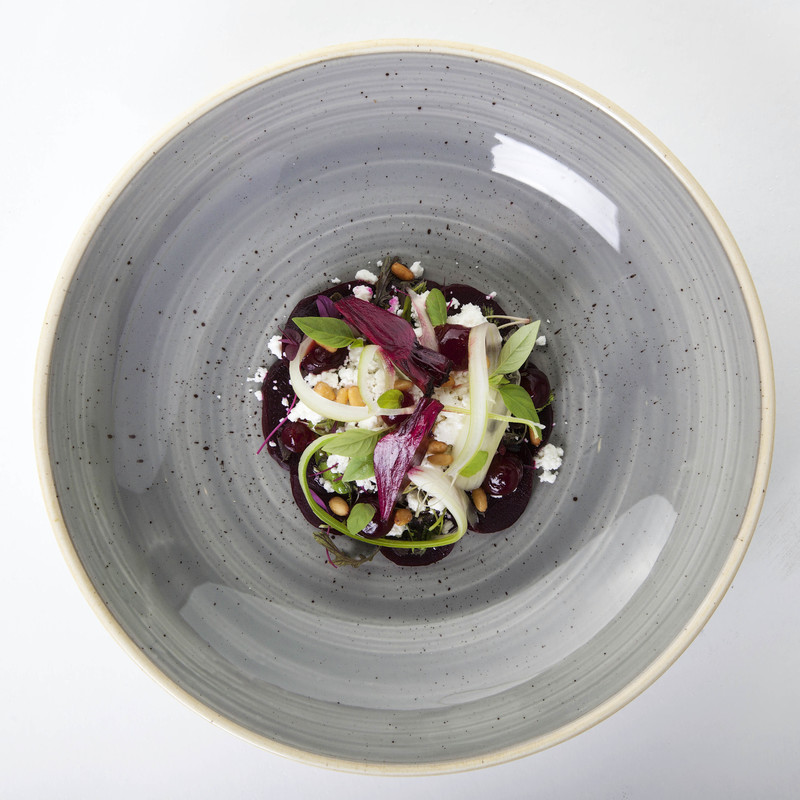 Beetroot carpaccio, crumbled feta, fennel, pickled beetroot, red chard, mint by chef Igor Cikarev, food pics, top chefs on Instagram