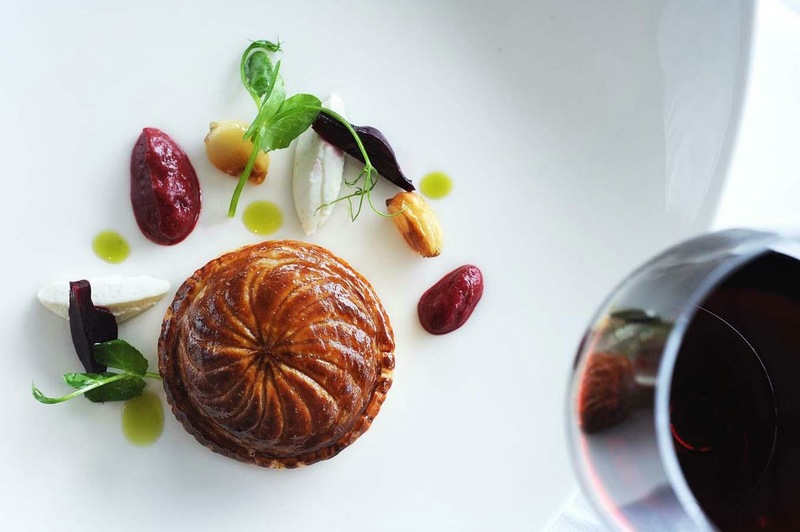 Duck pithivier, beetroot, goat curd, pickled garlic by Paul Foreman, food pics, top chefs on Instagram