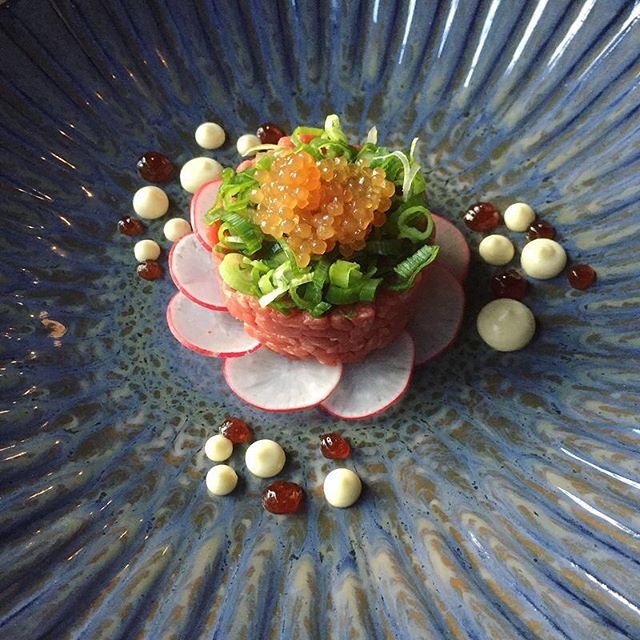 Beef tartare with wasabi créme, teriyaki gel and soy tapioca by chef Andreas Nicoletti, chefs to follow, Instagram, food pics, The Staff Canteen