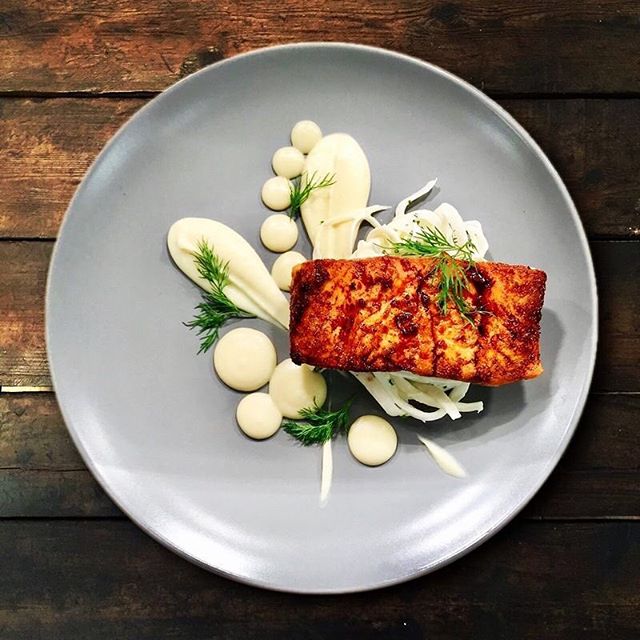Black treacle salmon, celeriac, apple by chef Joe Mccarthy, chefs to follow, Instagram, food pics, The Staff Canteen