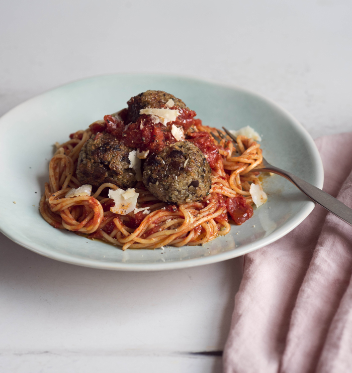 Aubergine and quinoa ‘meatballs’